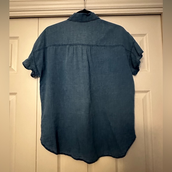 Madewell Central Ruffle-Sleeve Shirt in Indigo - Picture 5 of 7